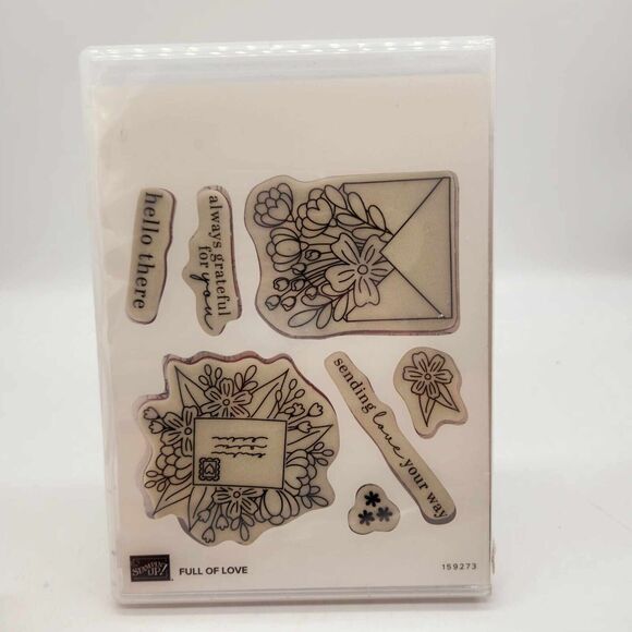 Stampin Up Full of Love #159273 Cling Stamp Set 7 Pc Flowers Valentine Greetings - Picture 3 of 3